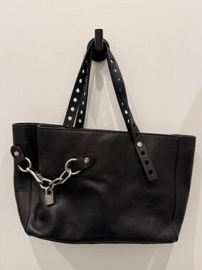 Alexander Wang black leather tote with silver hardware